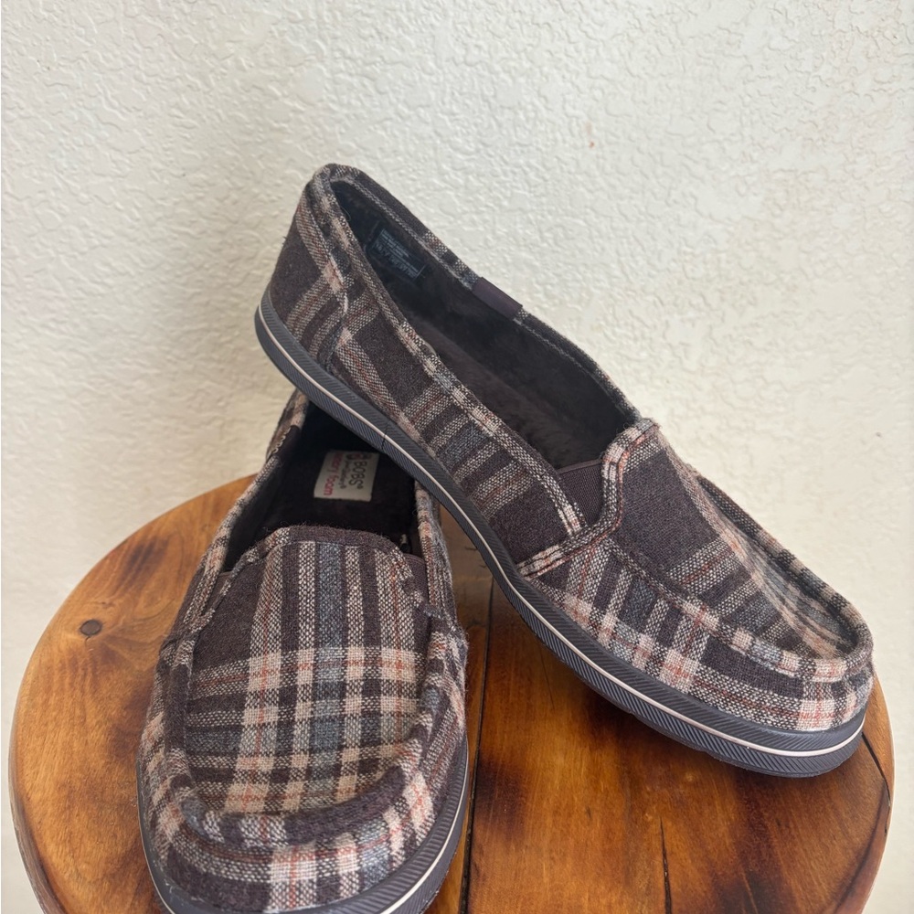 BOBS from Skechers Brown Plaid Flats